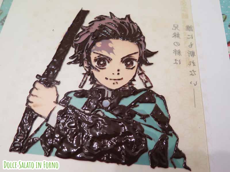 Decorazione in cioccolato di Tanjiro Kamado di Demon Slayer