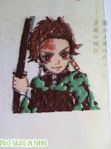 Decorazione in cioccolato di Tanjiro Kamado di Kimetsu no Yaiba