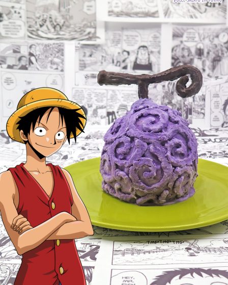 Cheesecake al melone a forma di frutto gom gom di One Piece