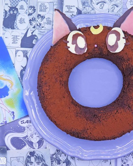 ciambella ciliegie e cioccolato a forma di Luna di Sailor Moon