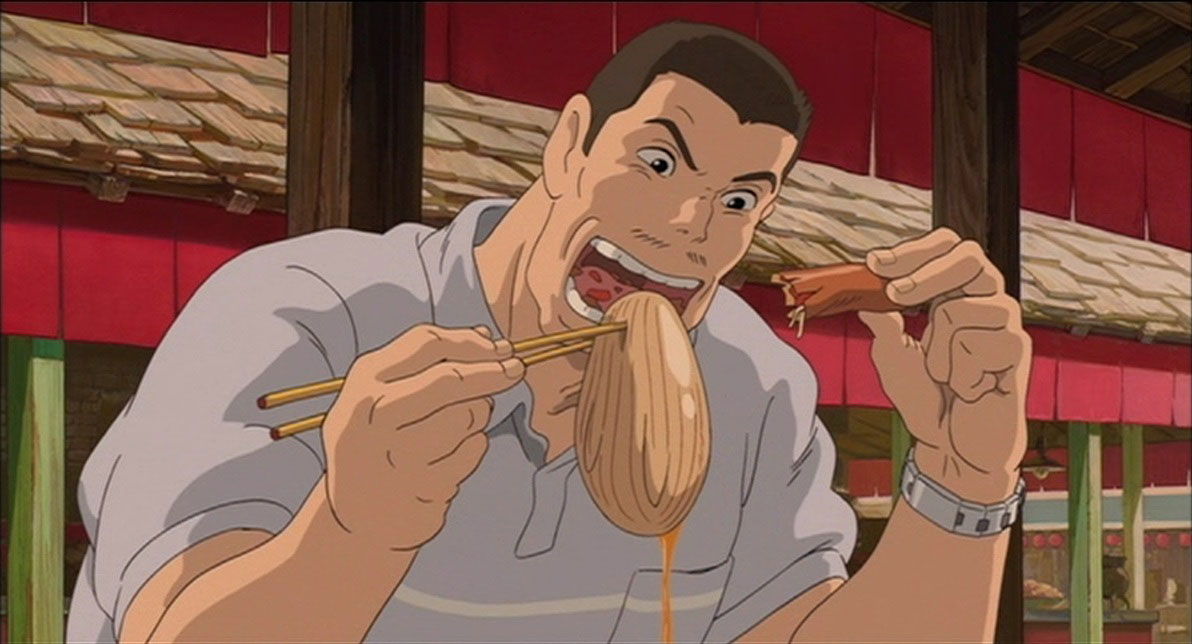 Il papà di Chihiro mangia