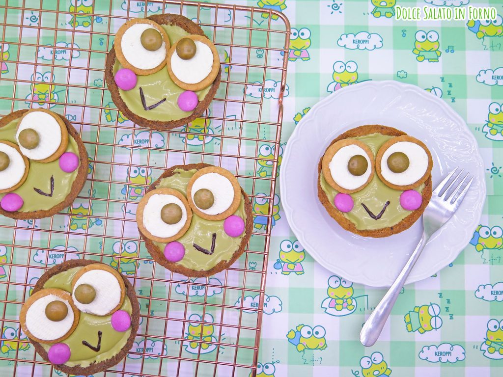 crostatine al pistacchio a forma di Keroppi