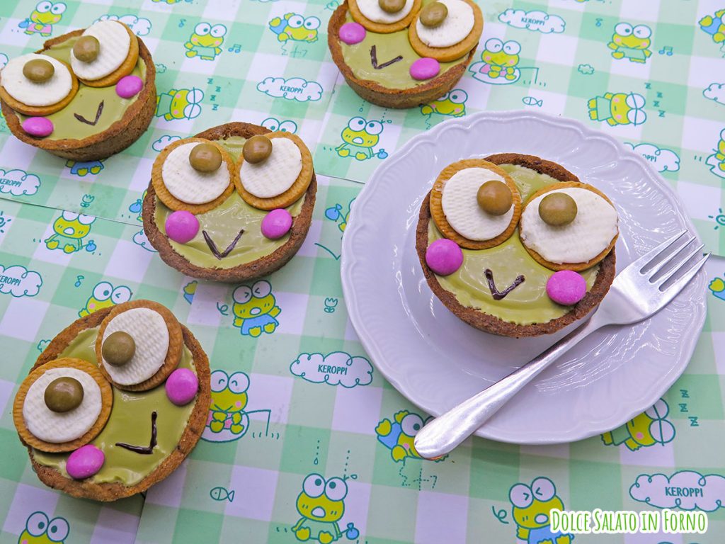 crostatine al pistacchio a forma di Keroppi