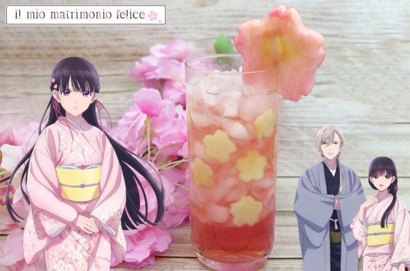 Cocktail analcolico alla mela e amarena di Miyo Saimori