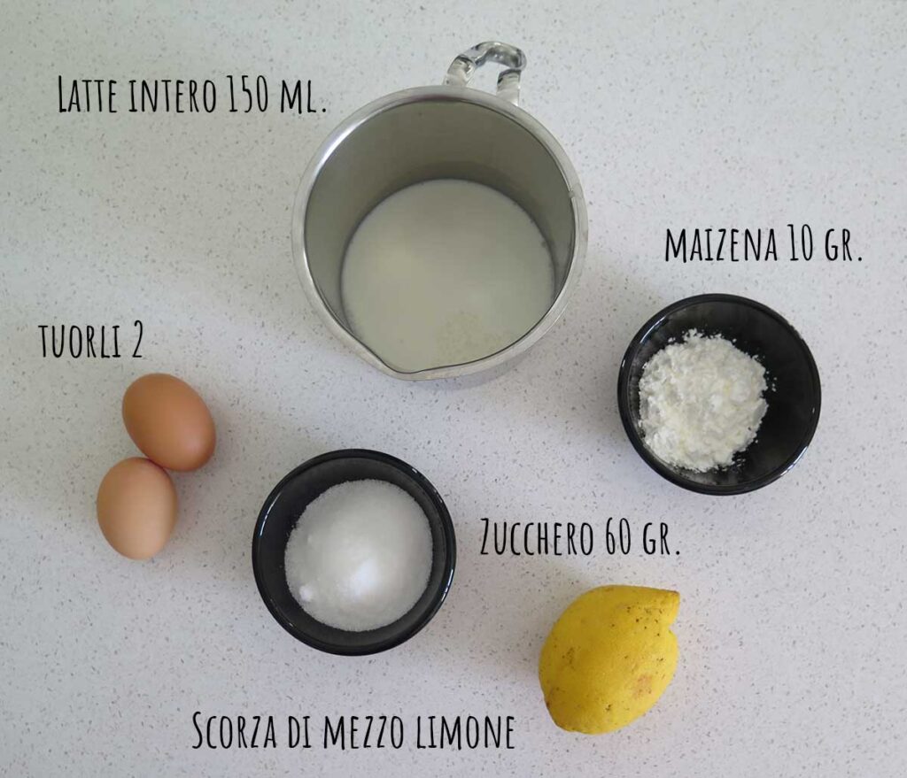 Ingredienti per la crema pasticcera