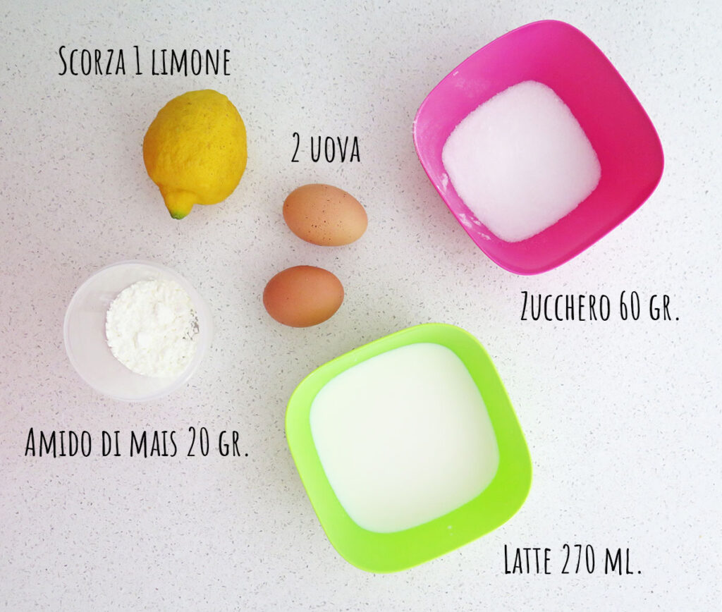 Ingredienti crema pasticcera al limone