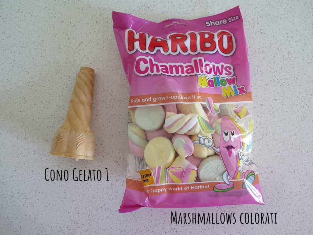 Ingredienti decorazioni ciambella unicorno