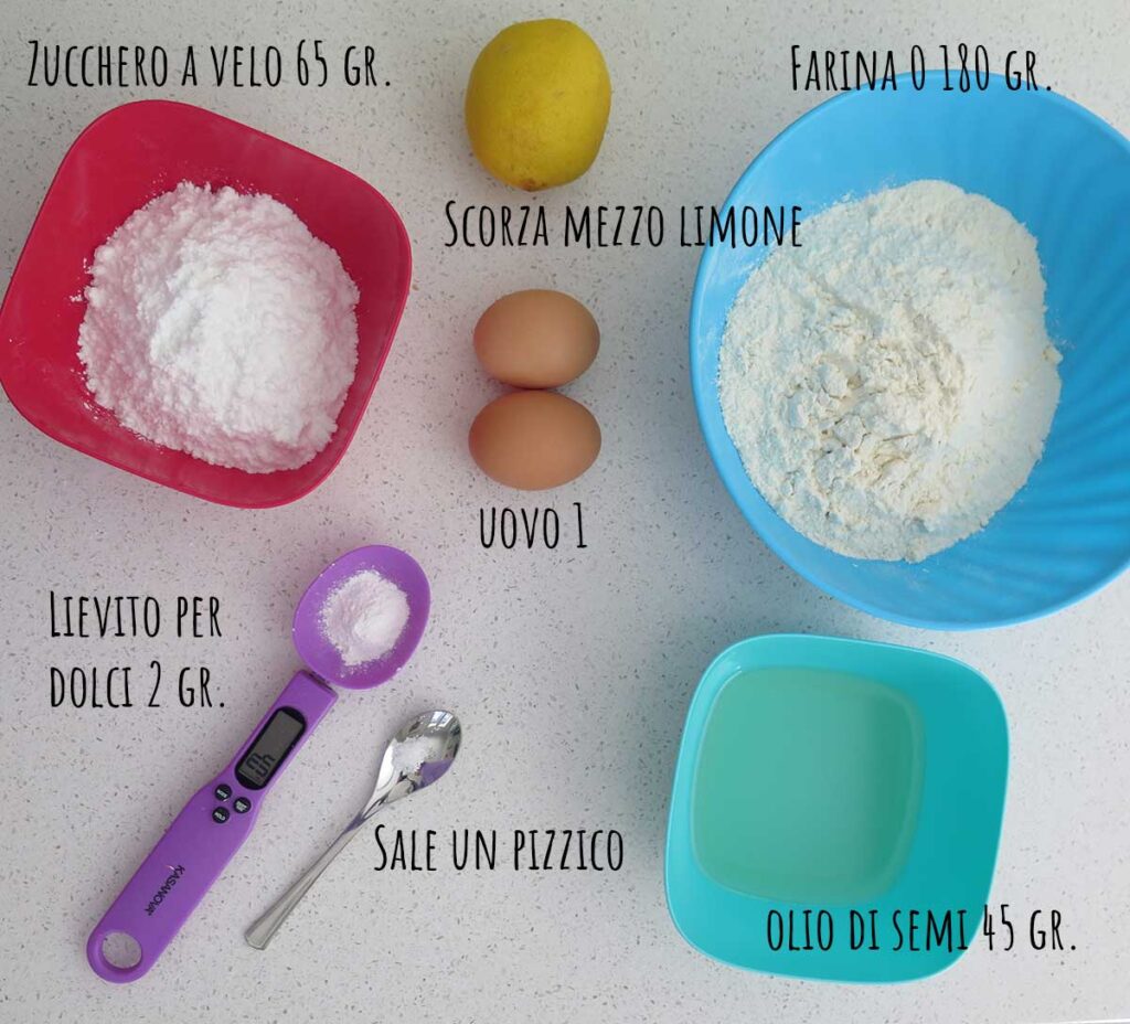 Ingredienti per la frolla all'olio