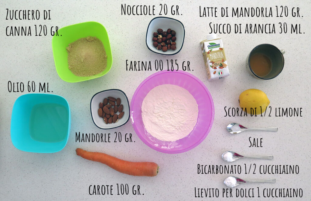 Ingredienti muffin di carote light