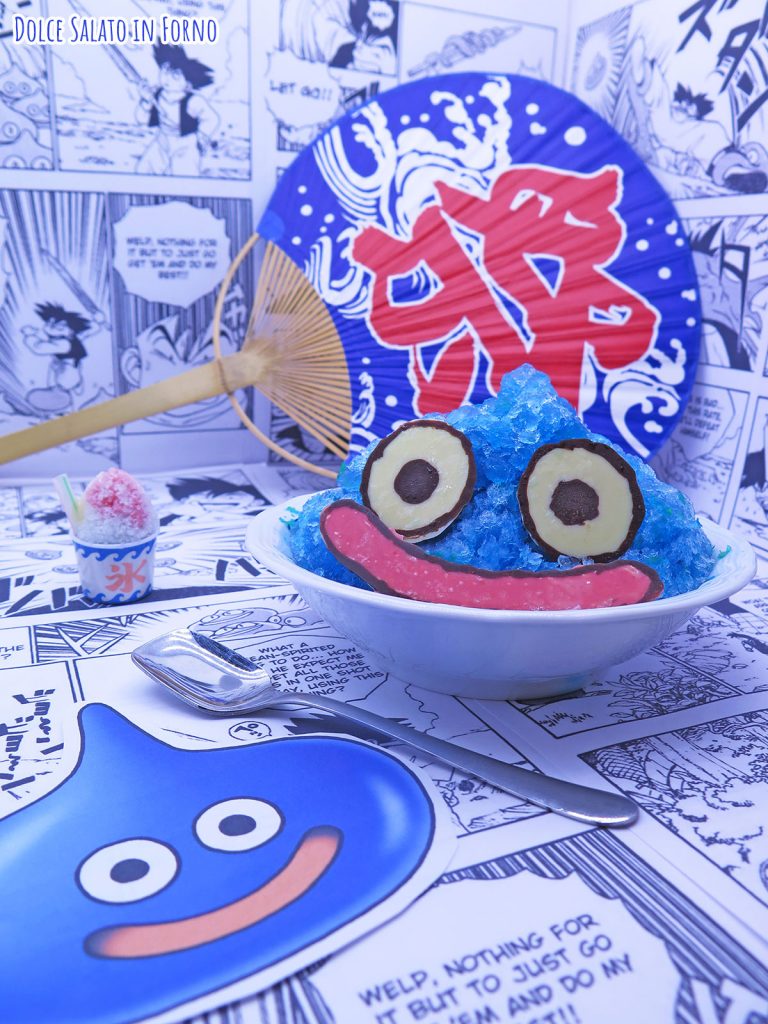 kakigori granita giapponese al limone a forma di slime di Dragon Quest