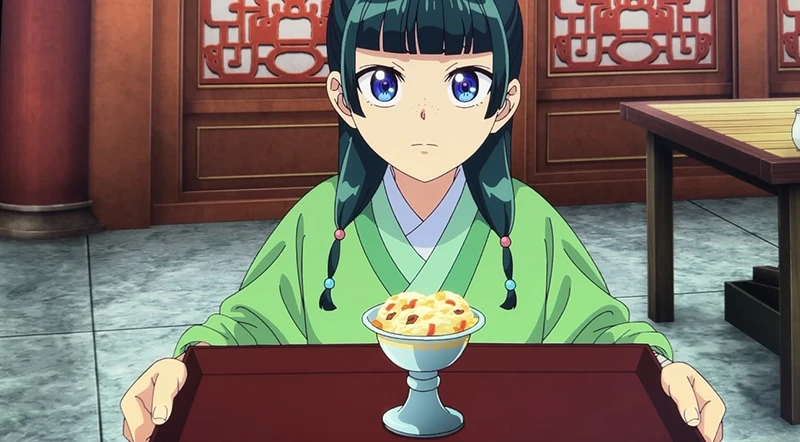 Maomao serve il sorbetto nell'anime del Monologo della Speziale