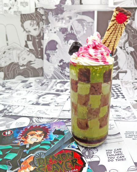 mocktail al caffè matcha e amarena di Tanjiro Kamado