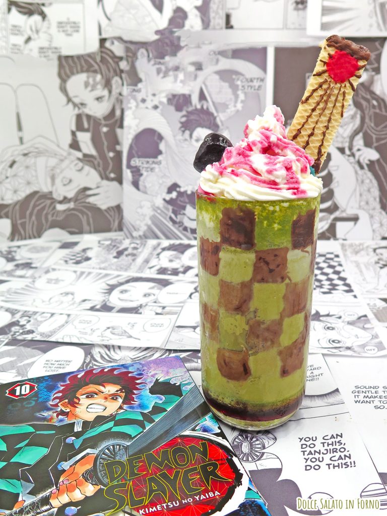 mocktail al caffè matcha e amarena di Tanjiro Kamado