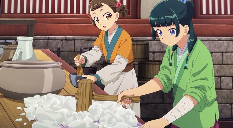Maomao crea la gelatiera nell'anime del Monologo della Speziale