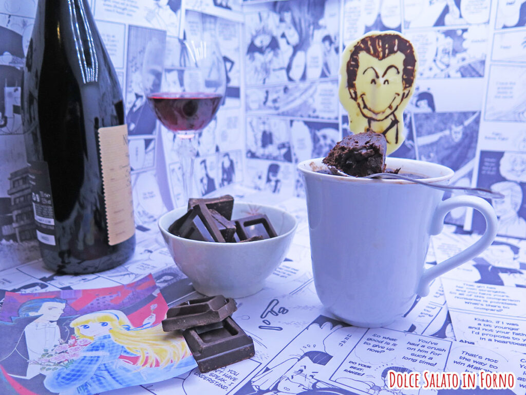 Torta in tazza al vino rosso e cioccolato fondente di Mori Eto di Tokimeki Tonight
