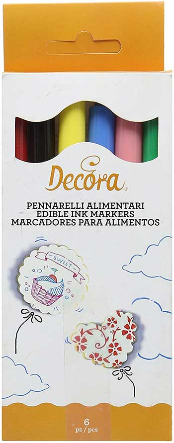 Kit 4 penne alimentari con glitter + penna alimentare al cioccolato