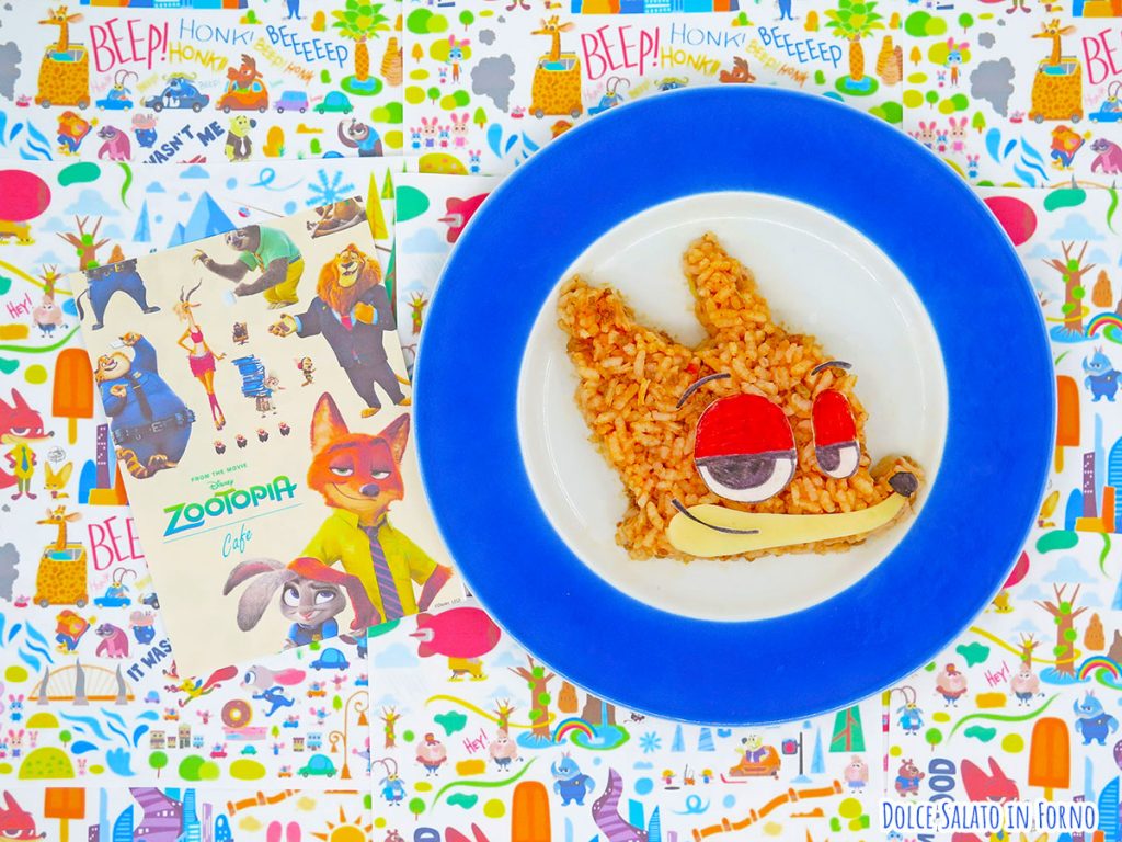 Riso al ragù a forma di Nick Wilde di Zootropolis