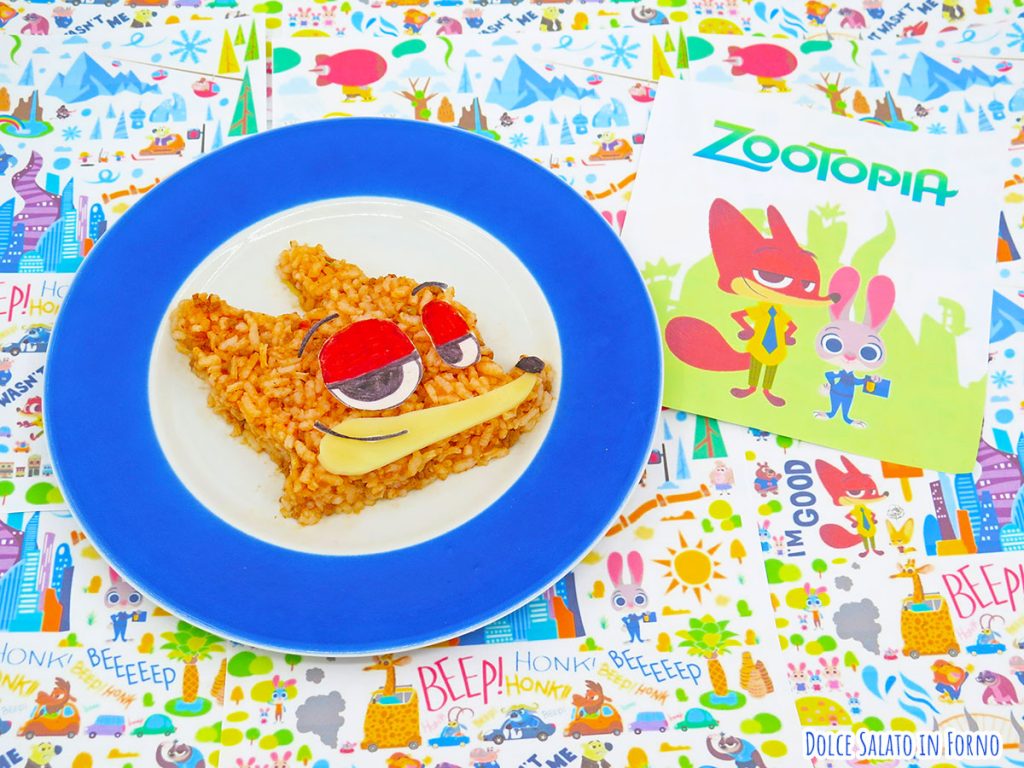 Riso al ragù a forma di Nick Wylde di Zootopia