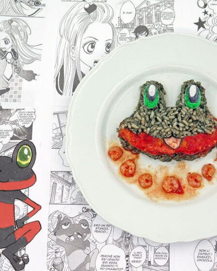 risotto al nero di seppia, datterini e gamberetti di Duke di Sugar Sugar Rune