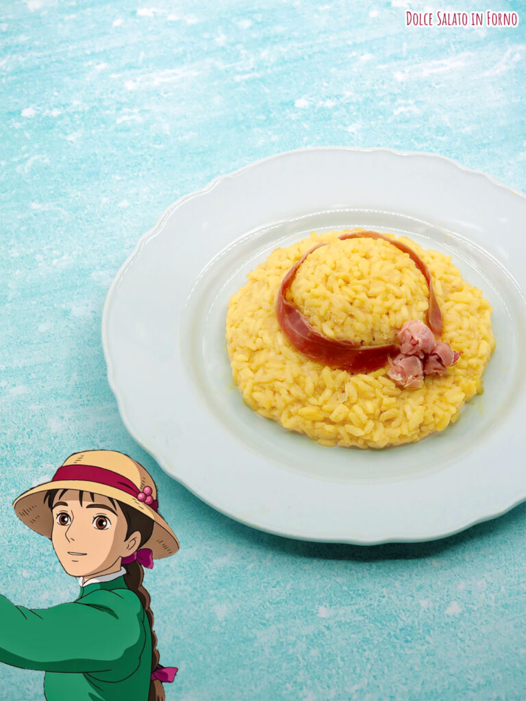 Risotto speck e zafferano a forma di cappello di Sophie Hatter