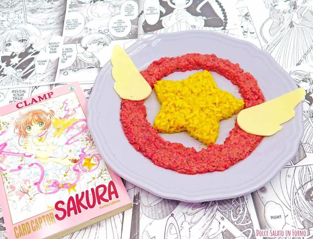 Bis risotti barbabietola e zafferano a forma di scettro di Card Captor Sakura