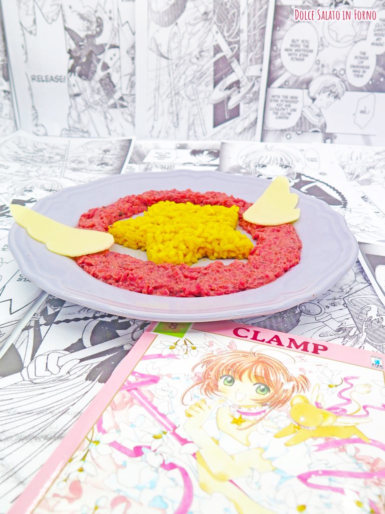 Bis risotti barbabietola e zafferano a forma di scettro di Card Captor Sakura