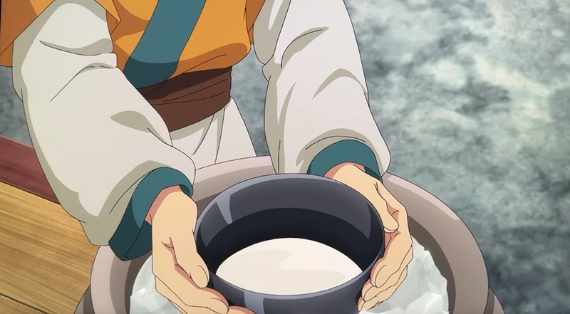 sorbetto nella gelatiera nell'anime del Monologo della Speziale