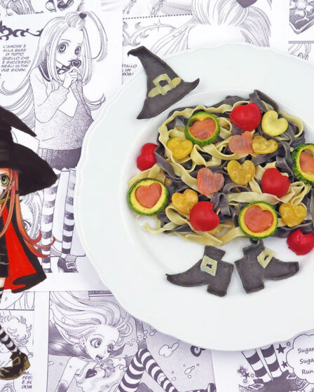 tagliatelle bianche e nere al salmone, zucchine e pomodorini di Chocola Meilleure