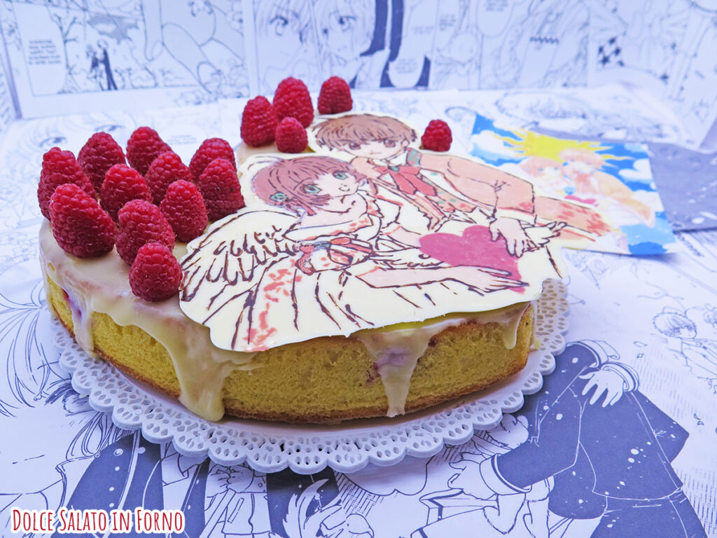 Torta cioccolato bianco e lamponi di Sakura Kinomoto e Li Syaoran di Card Captor Sakura