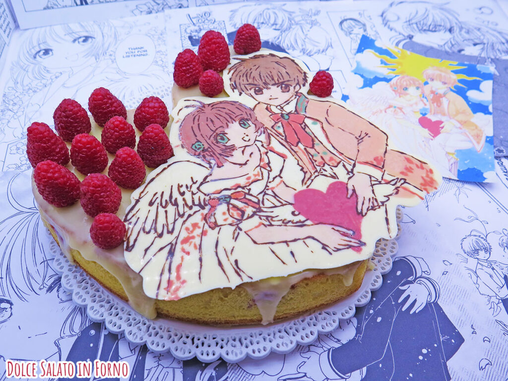 Torta cioccolato bianco e lamponi di Sakura Kinomoto e Shaoran Lidi Card Captor Sakura