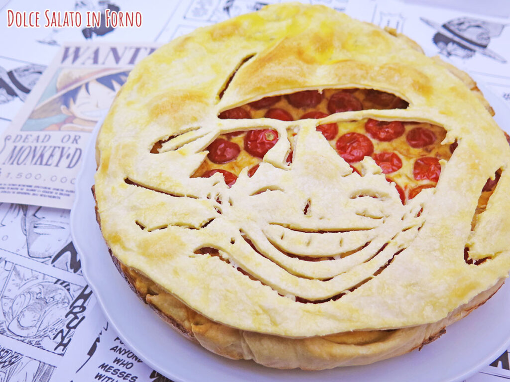 Torta salata pomodorini, tonno, capperi e olive di Luffy di One Piece