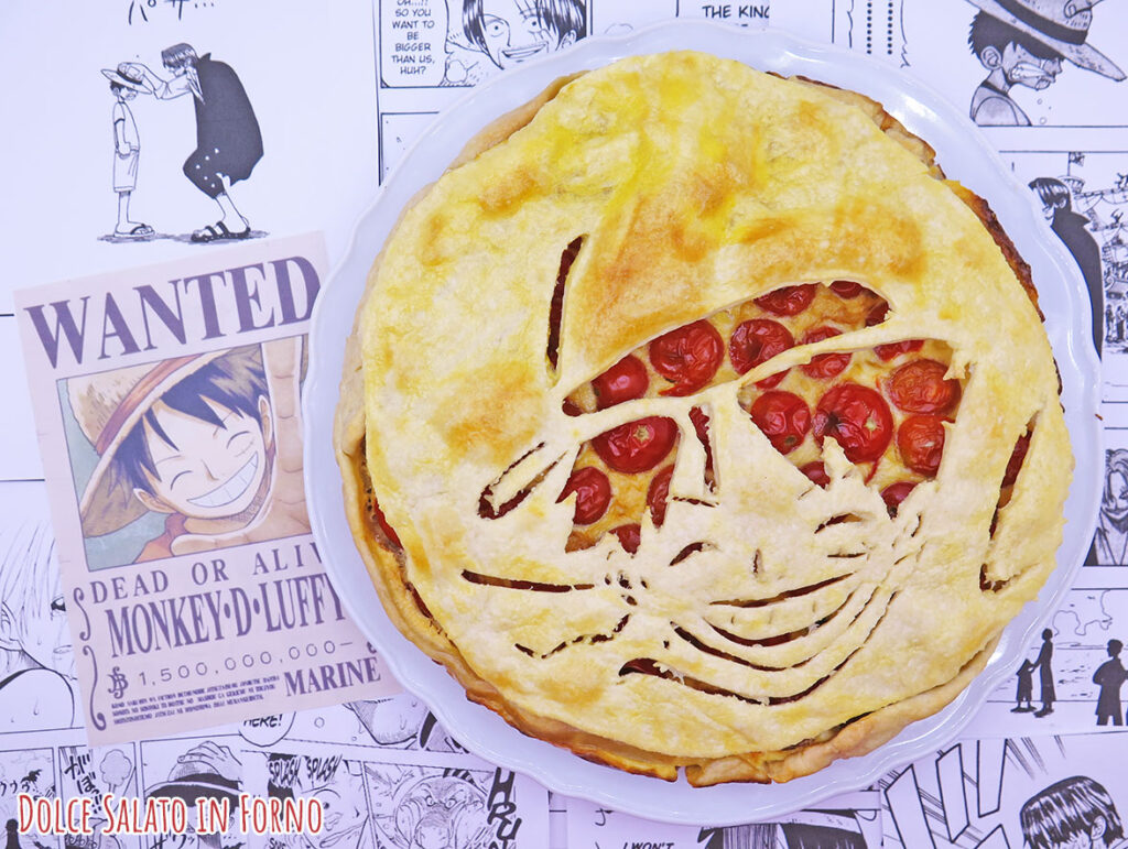 Torta salata pomodorini, tonno, capperi e olive di Luffy di One Piece