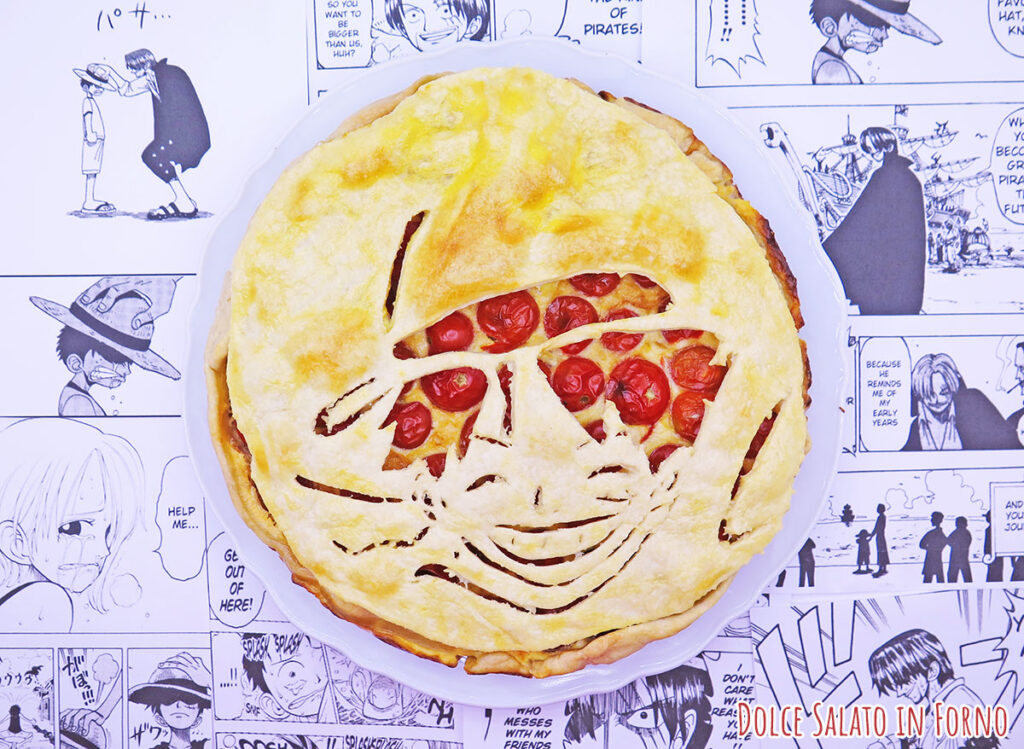 Torta salata pomodorini, tonno, capperi e olive di Luffy di One Piece