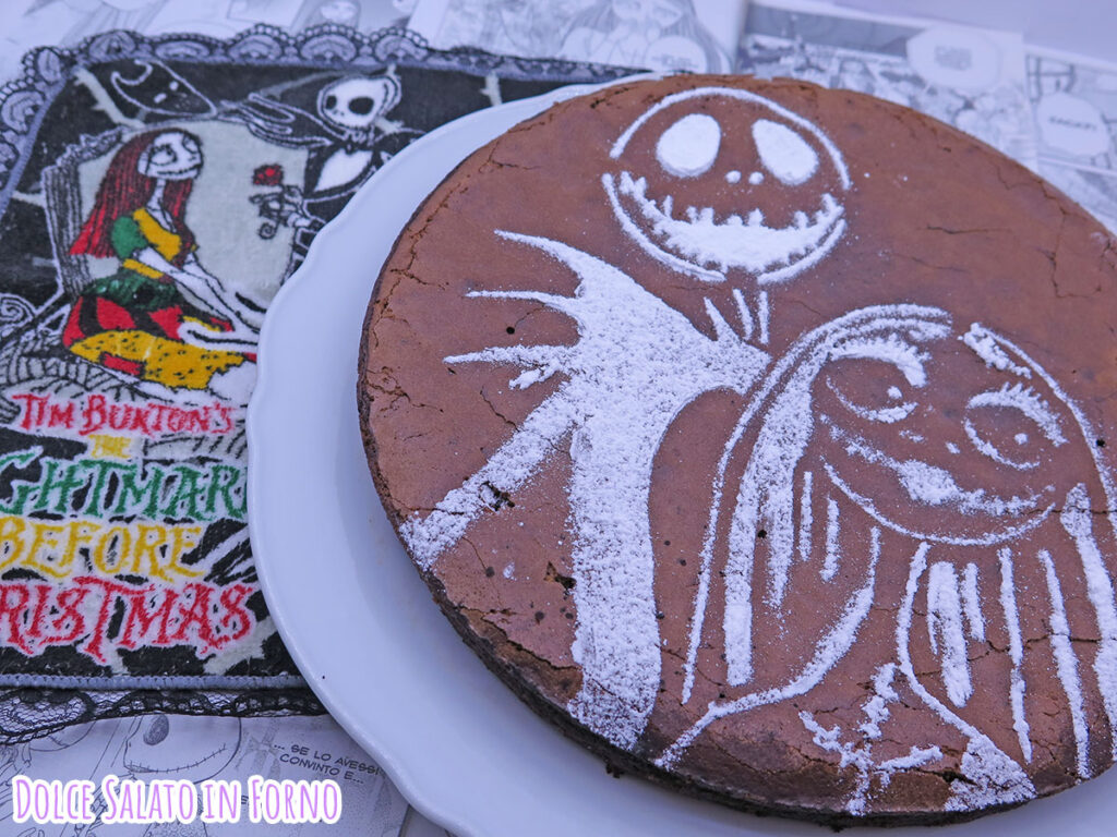 Torta tenerina senza glutine Jack e Sally Nightmare Before Christmas