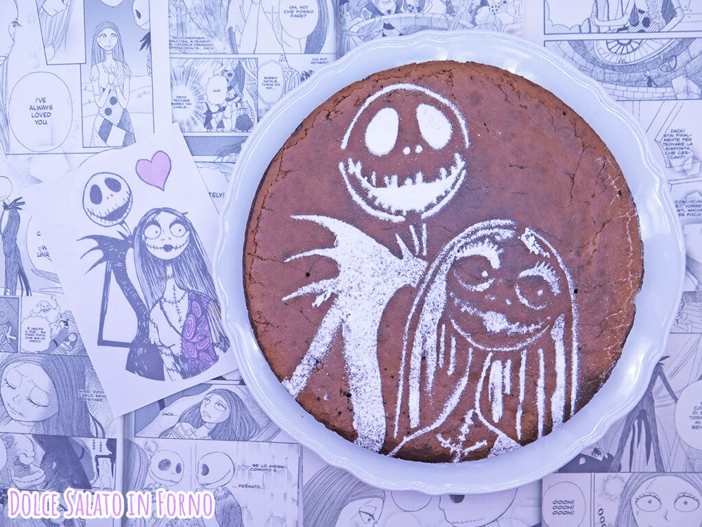 Torta tenerina senza glutine Jack e Sally Nightmare Before Christmas